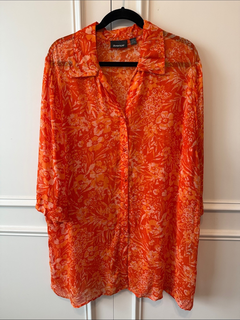 Avenue Orange Floral Button-Front Tunic